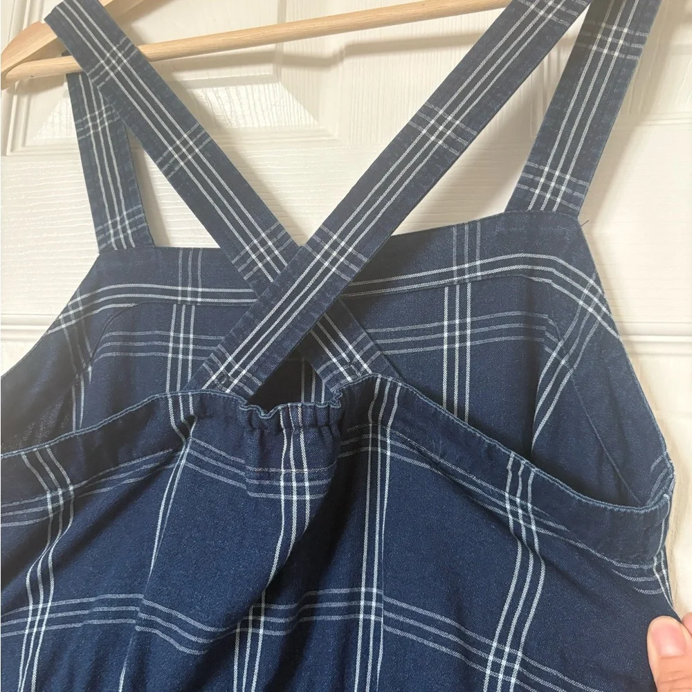 J. Crew Women's Blue plaid Overalls - Picture 4 of 7
